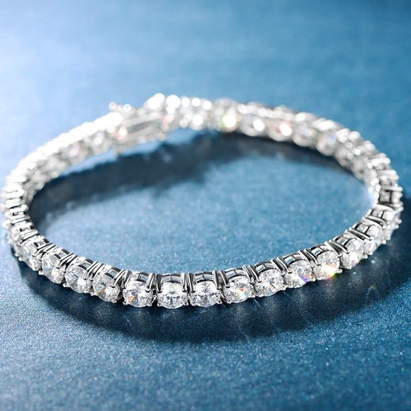 18K White Gold Plated Bracelet and Necklace Sets - Picture 4 of 7